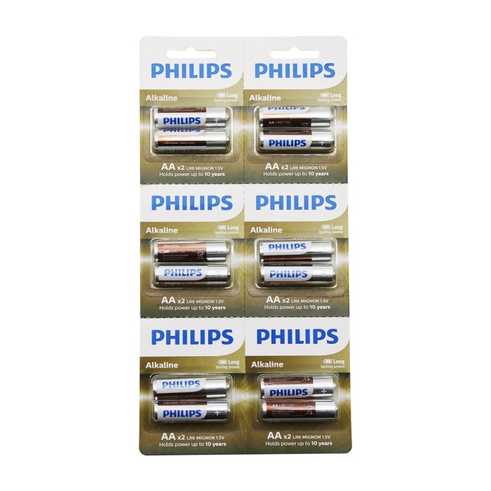 Phılıps  Alkaline Kalem - Aa - 1.5v  Pil  12pcs= 2li X 6 (4915) Go-53-vice/(1395)