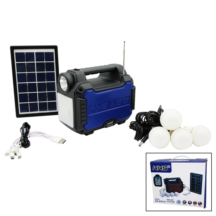 3ın1 - Solar 2in1 Sabit El Feneri - Radyo - Mp3 Bluetooth - Usb/ Tf Port - 4 Parça  Ampul Kablolu - Powerbank (4915) Go-53-vice/(1395)