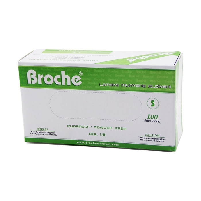 Broche  S  Pudrasız Muayene Eldiveni 100lü (4915) Go-53-vice/(1395)