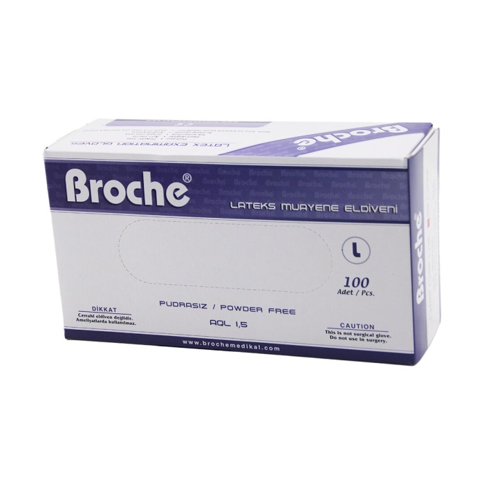 Broche  L  Pudrasız Muayene Eldiveni 100lü (4915) Go-53-vice/(1395)