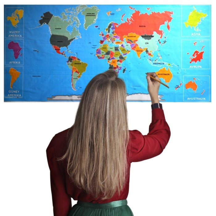 Renkli atlas Dünya haritası Manyetik Yapıştırıcı Gerektirmeyen Duvar Stickerı 118 Cm * 56 Cm (4915) Go-53-vice/(1395)