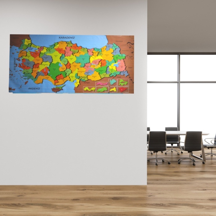 Renkli Türkiye Haritası Manyetik Yapıştırıcı Gerektirmeyen Duvar Stickerı 118 Cm * 56 Cm (4915) Go-53-vice/(1395)