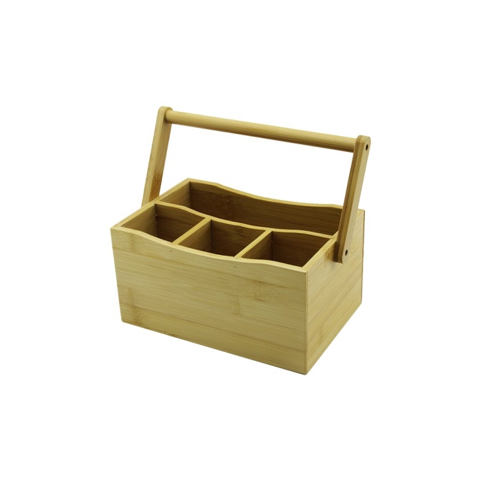 Taşıma Kulplu - 3+1 Bölmeli   Tezgah Üstü  Bambu - Ahşap Kaşıklık (4915) Go-53-vice/(1395)