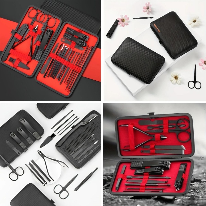24 Parça Kendiliğinden Deri Çantalı Seyahat Tipi Manikür Pedikür Seti (4915) Go-53-vice/(1395)