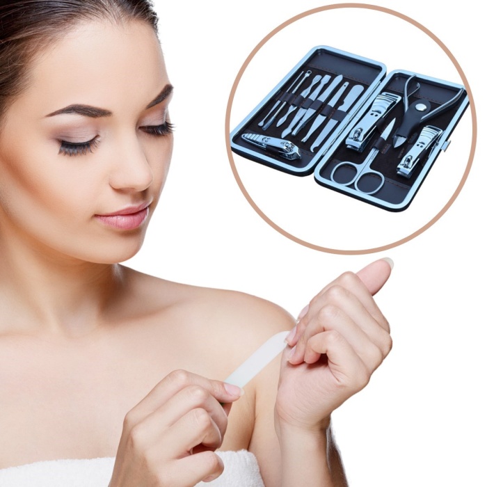 Çantalı Manikür Pensi Profesyonel Ve Manikür Pedikür Seti 13 Parça Tırnak Eti İtici Ve Cımbız (4915) Go-53-vice/(1395)