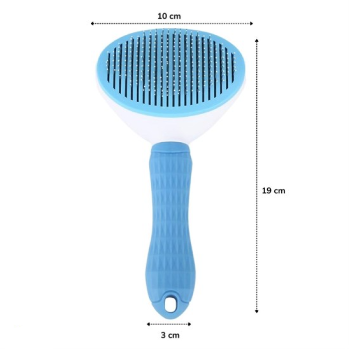 Kedi Köpek Tüy Toplayıcı Kendini Temizleyebilen Ergonomik Saplı Evcil Hayvan Tarağı Mavi (4915) Go-53-vice/(1395)