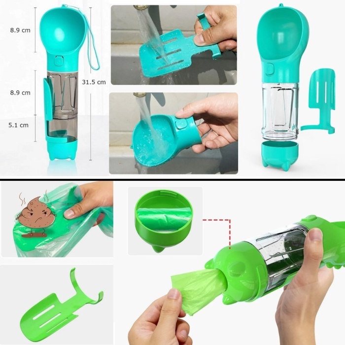 Taşınabilir Hazneli Mama Kaplı ,kaka Poşetli Kedi,köpek Suluğu-300ml (4915) Go-53-vice/(1395)