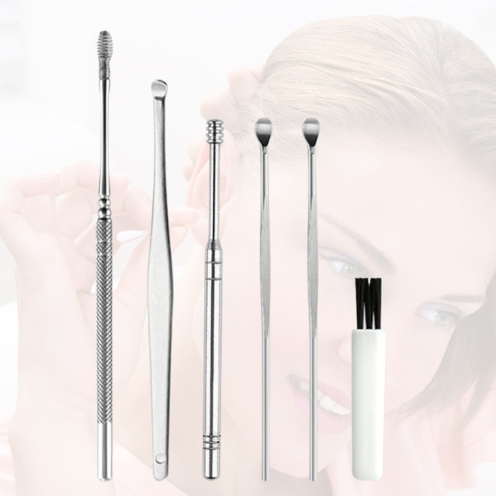 6 Parça Paslanmaz Çelik Kulak Balmumu Toplayıcı Çıkarıcı Temizleyici Bakımı Çubuk Seti (4915) Go-53-vice/(1395)