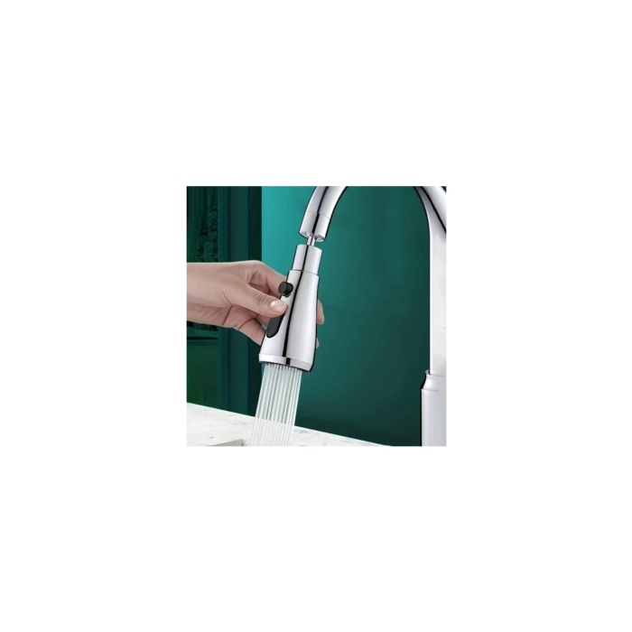 360 Derece Dönebilen- 3 Mod  Krom Yağmur Püskürtme Borulu Kubar Musluk Ucu  (4915) Go-53-vice/(1395)