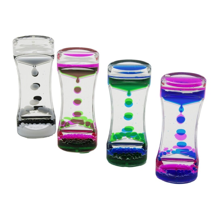 Çift Renk Su Çift Katlı Dar Şişe Model  Sulu Kum Saati Mika Akrilik Plastik 13.7 X 5.2 X 3.3cm (4915) Go-53-vice/(1395)