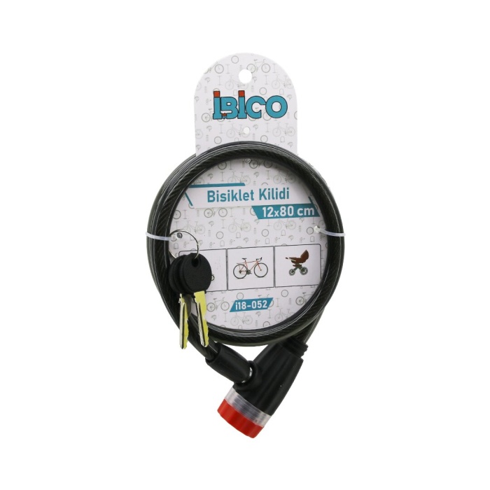 Anahtarlı Çevirmeli Kilit Kapaklı Plastik Kafa Bisiklet Kilit Çelik Tel Siyah Şeffaf Kılıf 12mmx80cm (4915) Go-53-vice/(1395)
