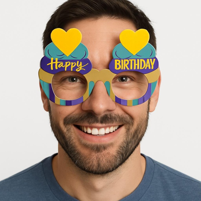 Cupcake Temalı Doğum Günü Renkli Karton Happy Birthday Gözlüğü 6 Adet (4915) Go-53-vice/(1395)