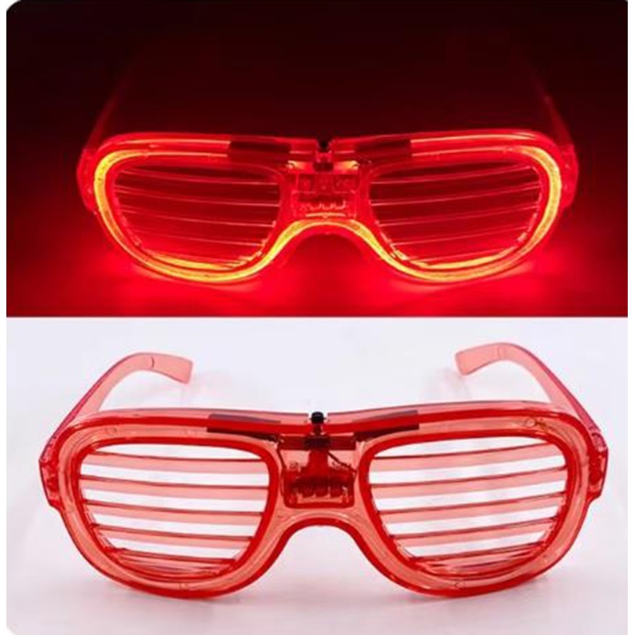 Kırmızı Led Işıklı Parti Gözlüğü - Neon Glow Şerit Gözlük 3 Modlu (4915) Go-53-vice/(1395)