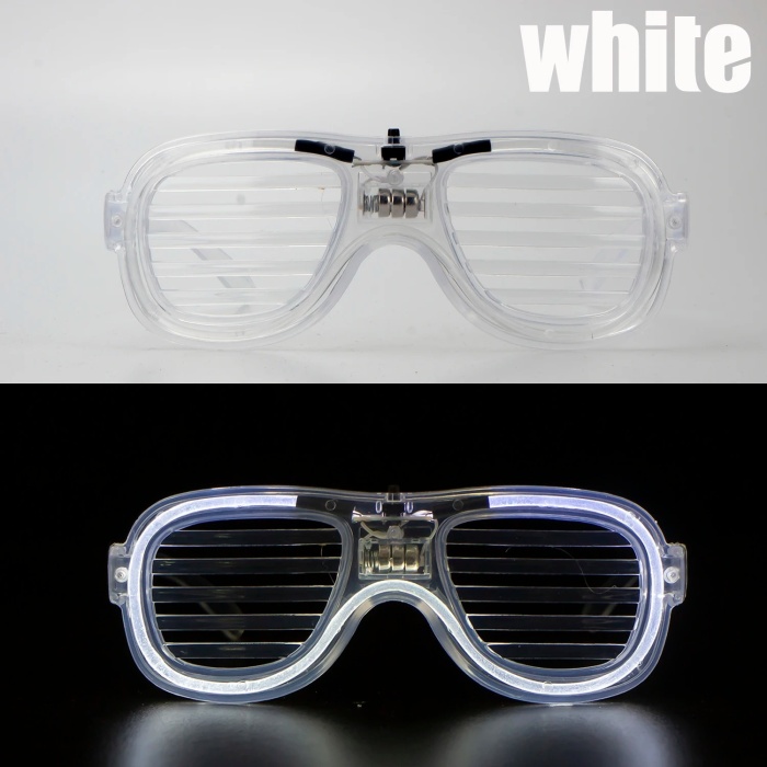 Beyaz Led Işıklı Parti Gözlüğü - Neon Glow Şerit Gözlük 3 Modlu (4915) Go-53-vice/(1395)