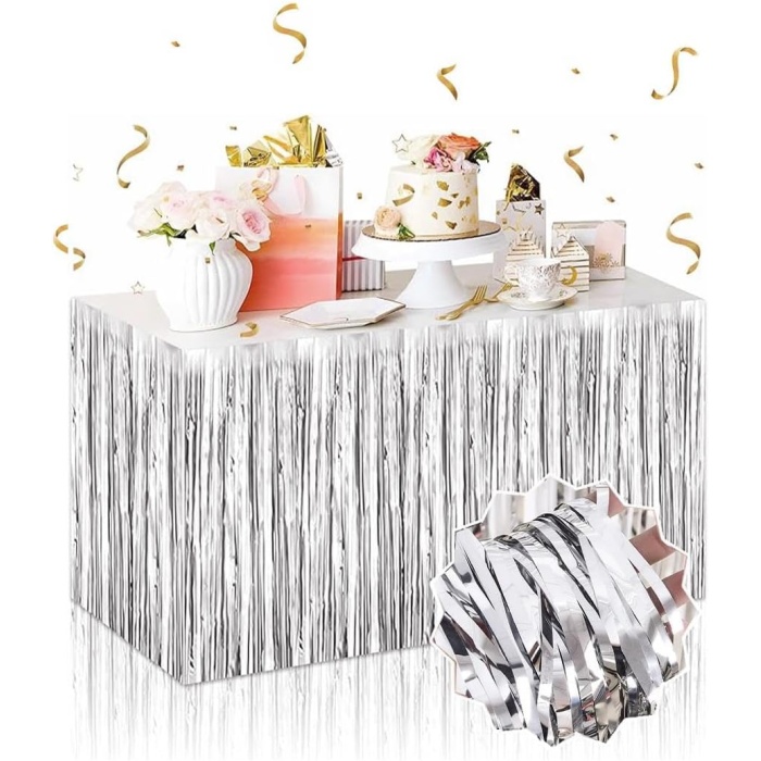 Gümüş Metalize Masa Eteği 275x75 Cm – Kendinden Yapışkanlı (4915) Go-53-vice/(1395)