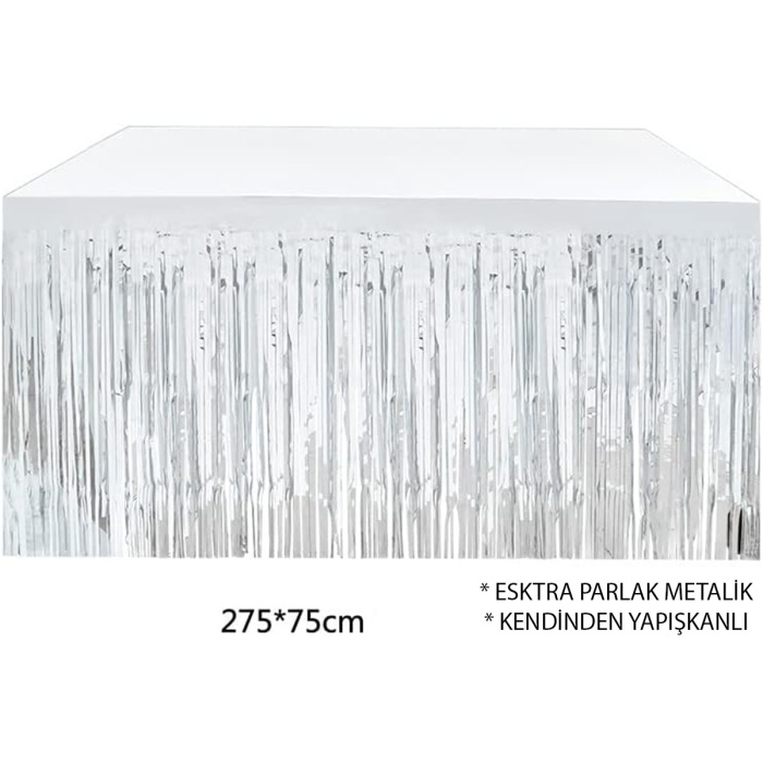 Gümüş Metalize Masa Eteği 275x75 Cm – Kendinden Yapışkanlı (4915) Go-53-vice/(1395)
