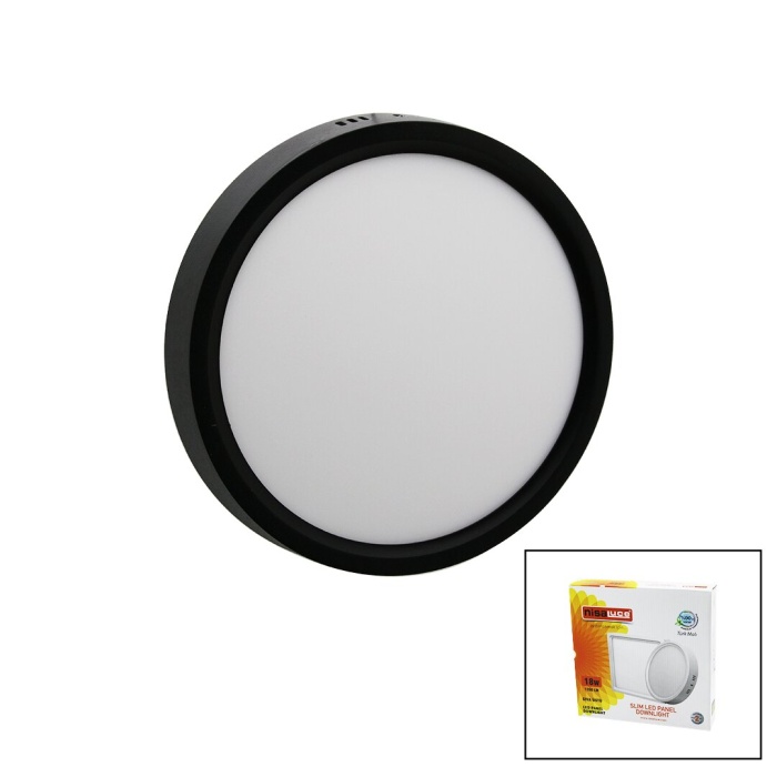 Nisaluce Epl-18sü 18w Siyah Metal Kasa Sıva Üstü Yuvarlak Led Slim Panel 1260lm Beyaz=6500k 30.000 Saat Ömür (4915) Go-53-vice/(1395)