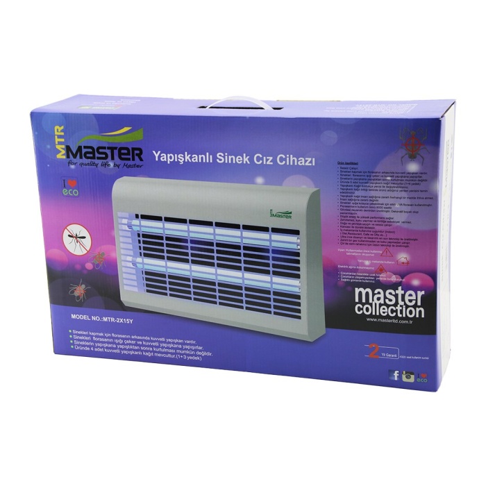 Master Mtr-2x15y  Yapışkanlı  Sinek Öldürücü Cız Cihazı Makine 30w 2pcs Led Floresan 100m2 Etkili 47.5x9.5x29cm (4915) Go-53-vice/(1395)
