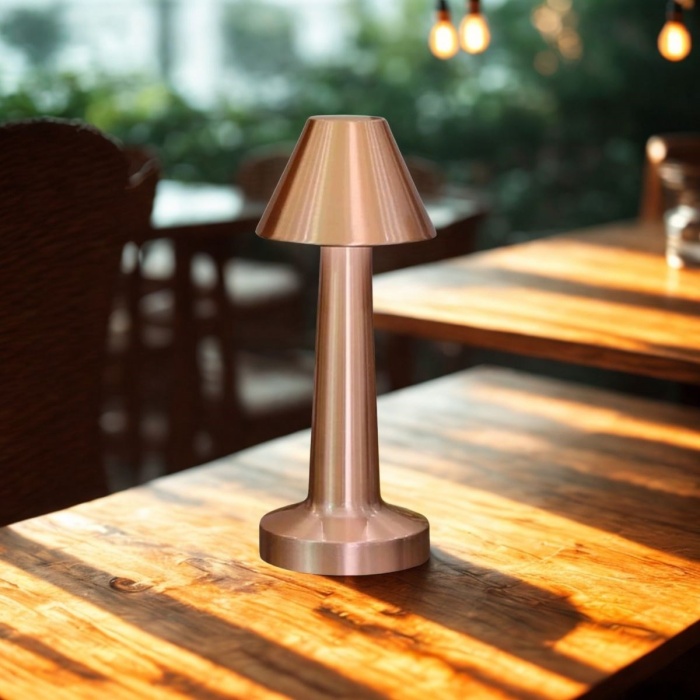 Çatı Model Bronz Renk Şarjlı Dokunmatik 3 Renkli Led Masa Lambası (4915) Go-53-vice/(1395)