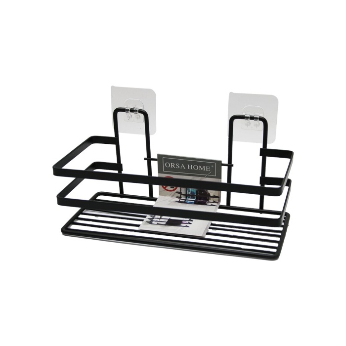 Yapışkanlı Askılı Çok Amaçlı Siyah Kare Banyo Raf (4915) Go-53-vice/(1395)