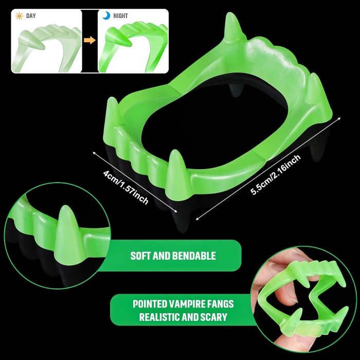 Karanlıkta Parlayan Fosforlu Çift Damak Takma Vampir Dişi (4915) Go-53-vice/(1395)