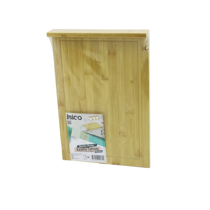 25x35cm  Ahşap Bambu Kesim Panosu - Kesme Tahtası Tezgah Üstü  Kanallı - Kenar Destekli (4915) Go-53-vice/(1395)