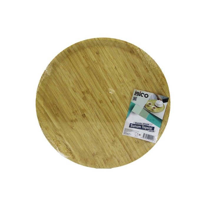 Yuvarlak=38cm Ahşap Bambu Servis Sunum Tepsi - Tahtası (4915) Go-53-vice/(1395)