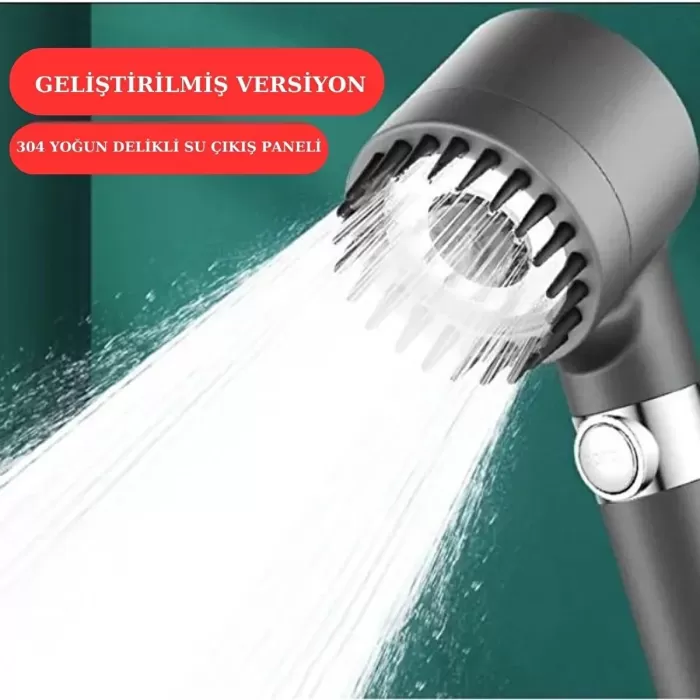 Yeni Nesil Çok Masajlı Fonksiyonlu Ayarlanabilir Arıtmalı Krom Kaplı Duş Başlığı El Duşu (4915) Go-53-vice/(1395)
