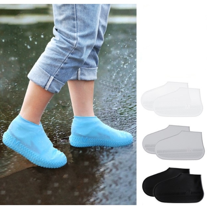 Silikon Ayakkabı Kılıfı Kaymaz Su Kir Geçirmez   L Beden Siyah (4915) Go-53-vice/(1395)