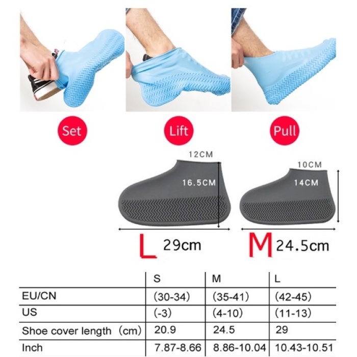 Silikon Ayakkabı Kılıfı Kaymaz Su Kir Geçirmez   M Beden Siyah (4915) Go-53-vice/(1395)