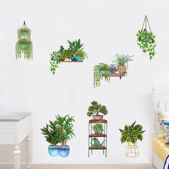 Saksılı Çiçek Tasarımlı Yapışkanlı Sticker (4915) Go-53-vice/(1395)