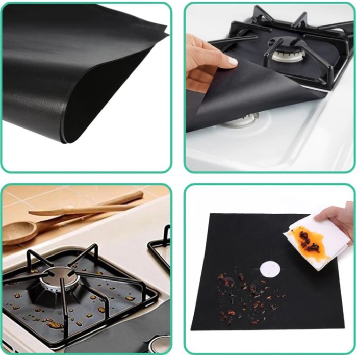 Ocak Koruyucu Folyo Yanmaz Yapışmaz 4&amp;apos;lü Set Siyah (4915) Go-53-vice/(1395)