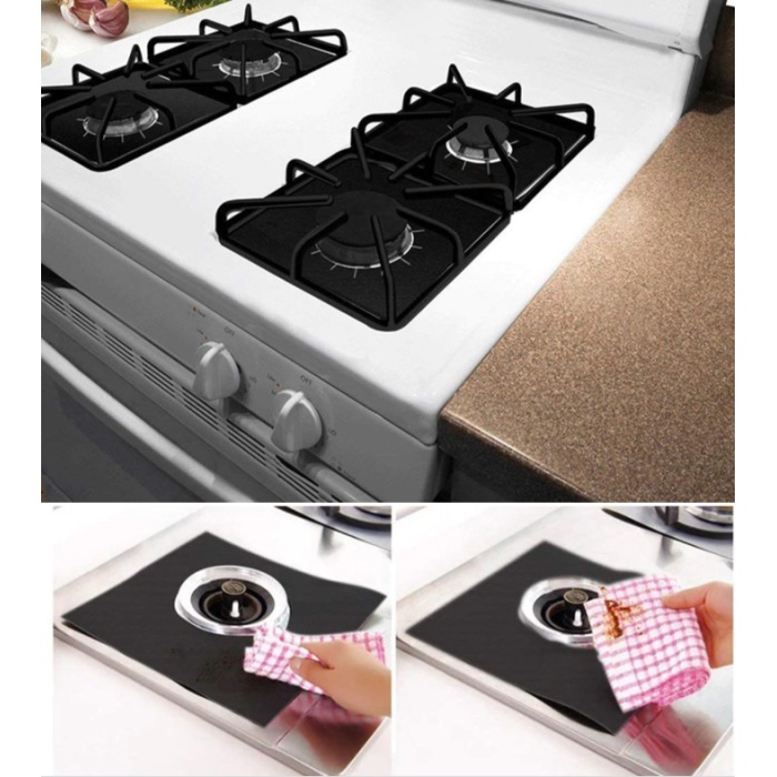 Ocak Koruyucu Folyo Yanmaz Yapışmaz 4&amp;apos;lü Set Siyah (4915) Go-53-vice/(1395)