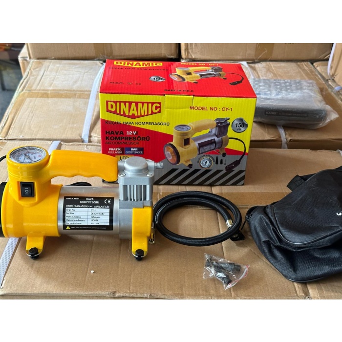 Oto - Araç Hava Kompresörü Kamyon - Otobüs - Dc/12v-13.5v - 15amp - 150psı - Bar Gösterge - Led Aydınlatma Cy-1  (4915) Go-53-vice/(1395)
