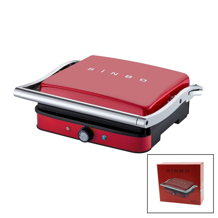 Kırmızı Izgara Ve Tost Makinesi Ayarlanabilir Isı 180 Derece Açılabilir Üst Gövde Ssm-2571 (4915) Go-53-vice/(1395)