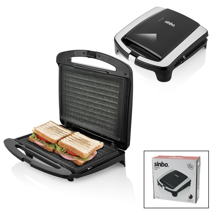 Elektrikli Tost Makinesi 2 Dilim Granit Yapışmaz Yüzey - Kilitlenebilir Kapak 750w Ssm-2587 (4915)