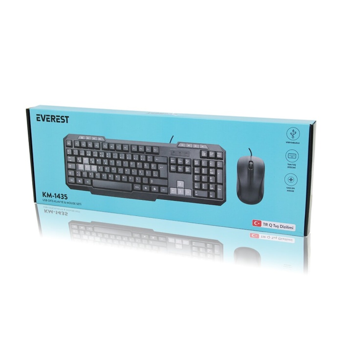 Usb Kablolu Klavye - Mouse Set Q Klavye 1200dpı Mouse Km-1435 (4915)