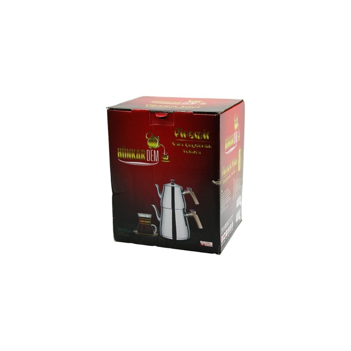 Pramit Mini Boy Çelik Çaydanlık Seti - Takımı Renkli Bakalit Kulp Üst Demlik: 0.9lt - Alt Suluk: 1.5lt Kendinden Süzgeçli (4915)