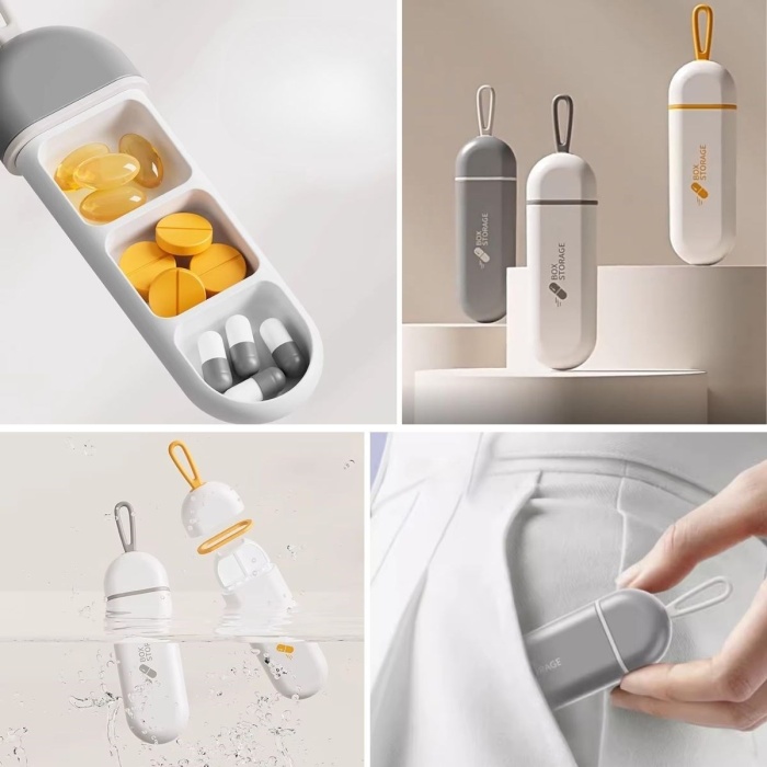 3 Bölmeli Taşınabilir Seyahat Tipi Hap Saklama Kutusu İlaç Saklama Kutusu (4915)