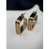 Gold & Silver Renk Kare Form Kararmaz Çelik Küpe