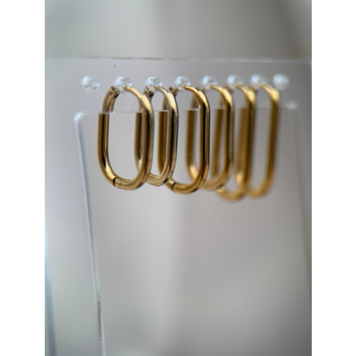 3 Çift Gold Renk Minimal Halka Kararmaz Çelik Küpe