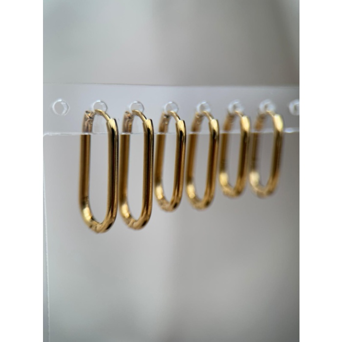 3 Çift Gold Renk Minimal Halka Kararmaz Çelik Küpe
