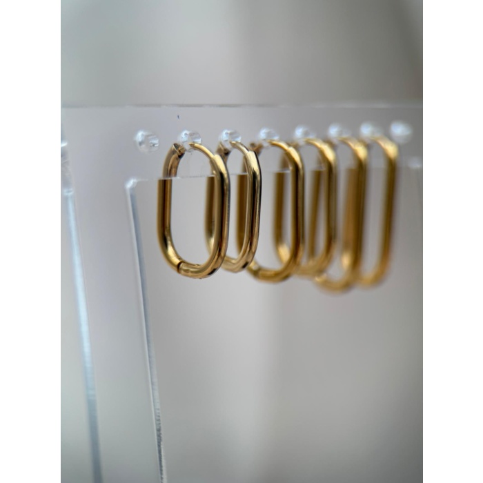 3 Çift Gold Renk Minimal Halka Kararmaz Çelik Küpe