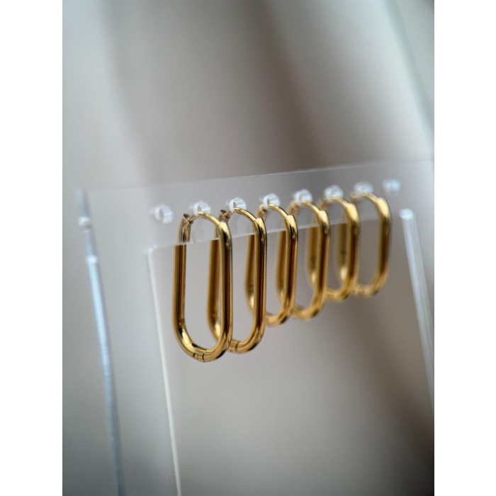 3 Çift Gold Renk Minimal Halka Kararmaz Çelik Küpe