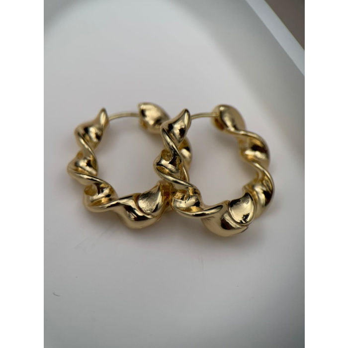 Çelik Kararmaz Gold Burgu Halka Kadın Küpe