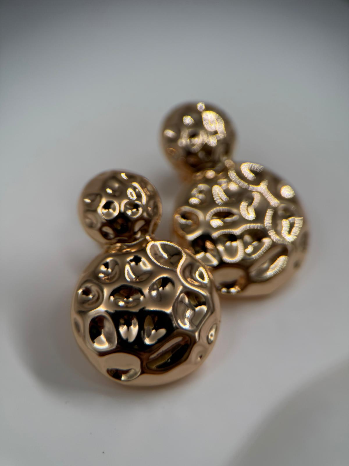 Dokulu Rose Gold VIP Yuvarlak Küpe