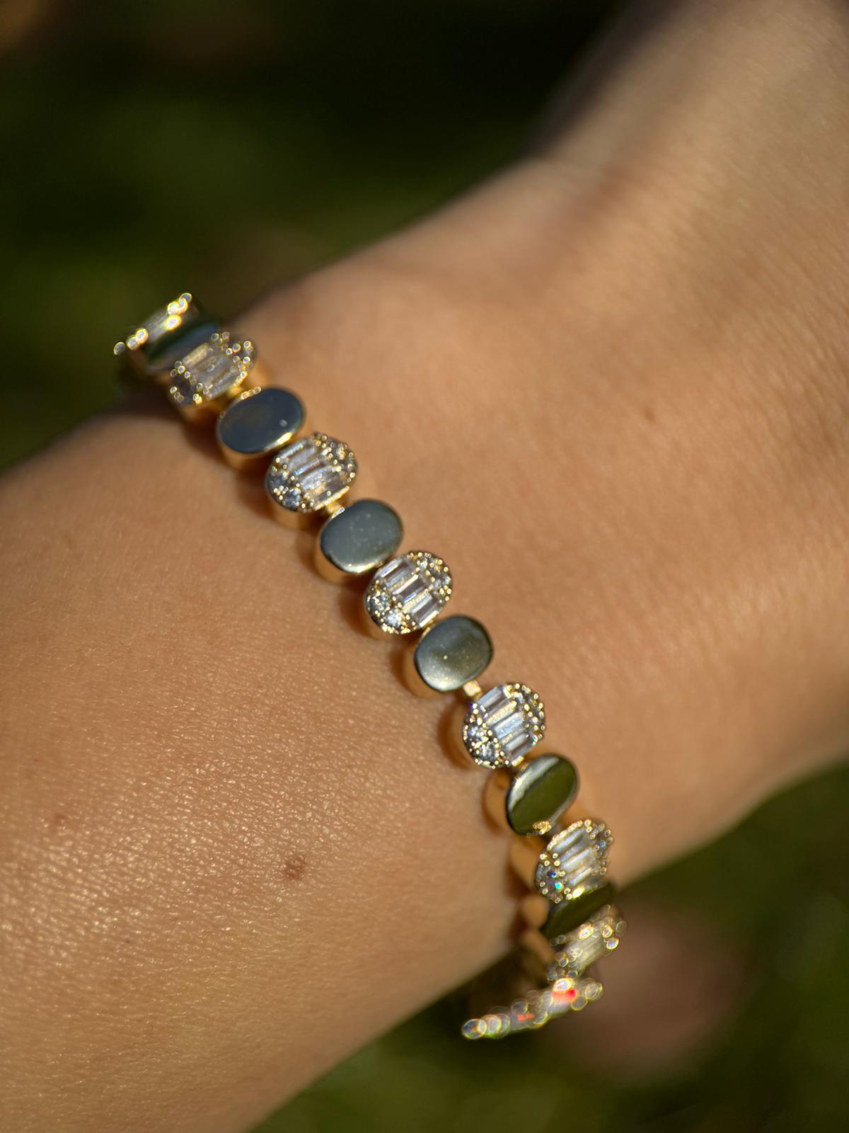 Baget Taşlı 17+2CM Ayarlanabilir Gold VIP Link Bileklik