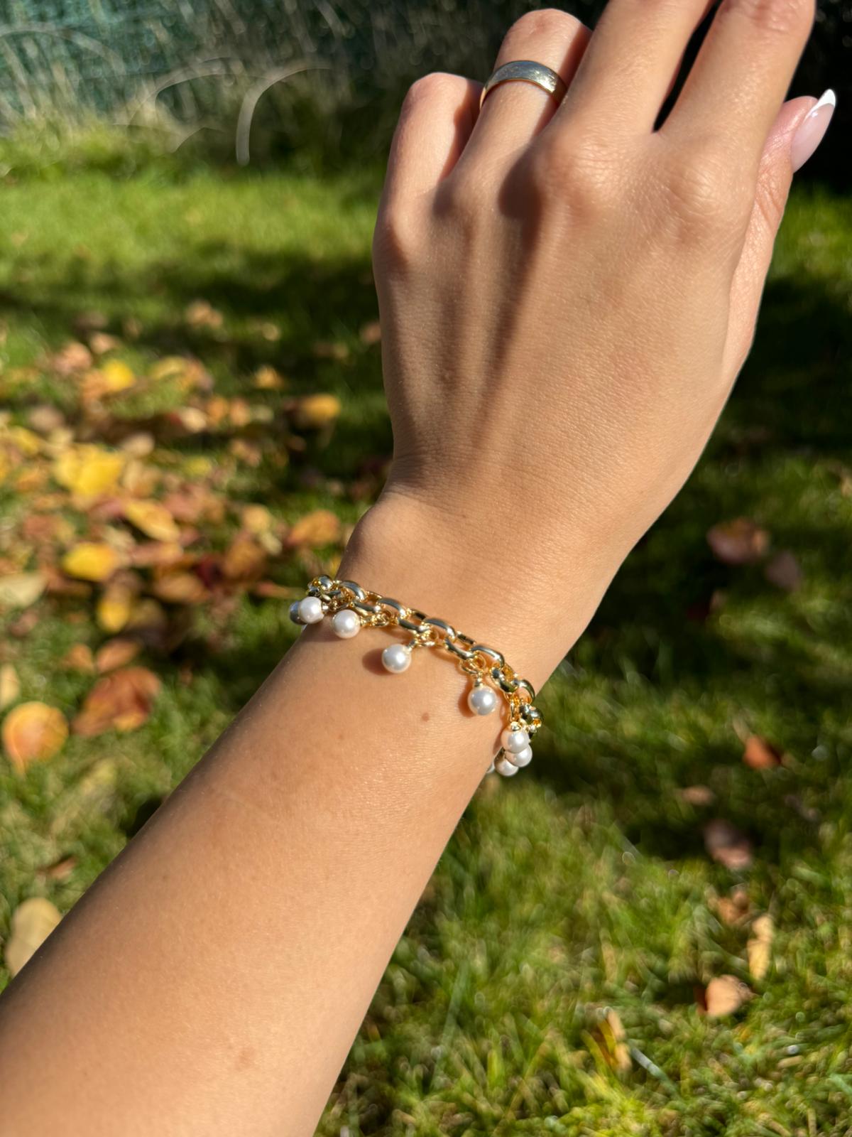 Kadın VIP Gold Renk İncili 19CM Ayarlanabilir Bileklik