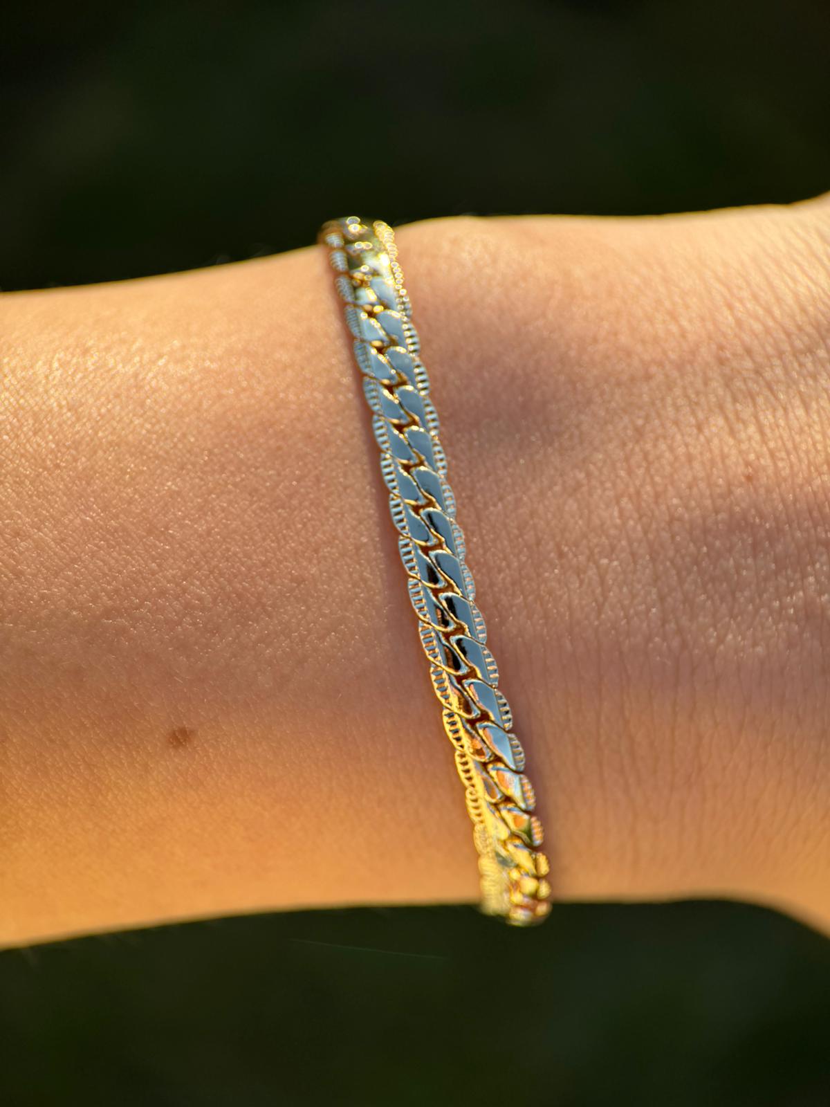 Kadın Gold Panzer Model Kararmaz Çelik Zincir 19CM Bileklik