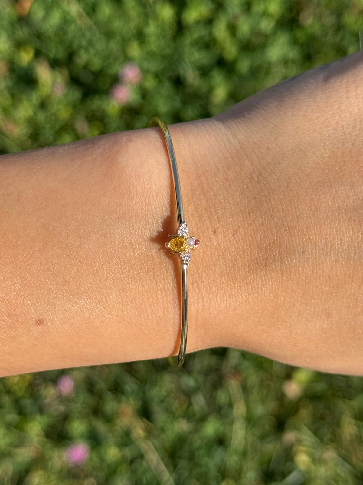 Zirkon Taşlı Arı Figürlü İnce Ayarlanabilir Bileklik